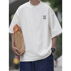 特P30控58高品质重磅字母提花港风短袖T恤夏季五分袖体恤XT2316，男装T恤，电商B370