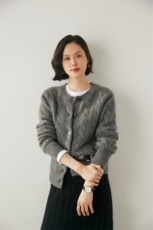 三股加厚~绞花山羊绒开衫2025秋冬女装通勤百搭针织羊毛毛衣外套，女装羊绒衫，绒创羊绒