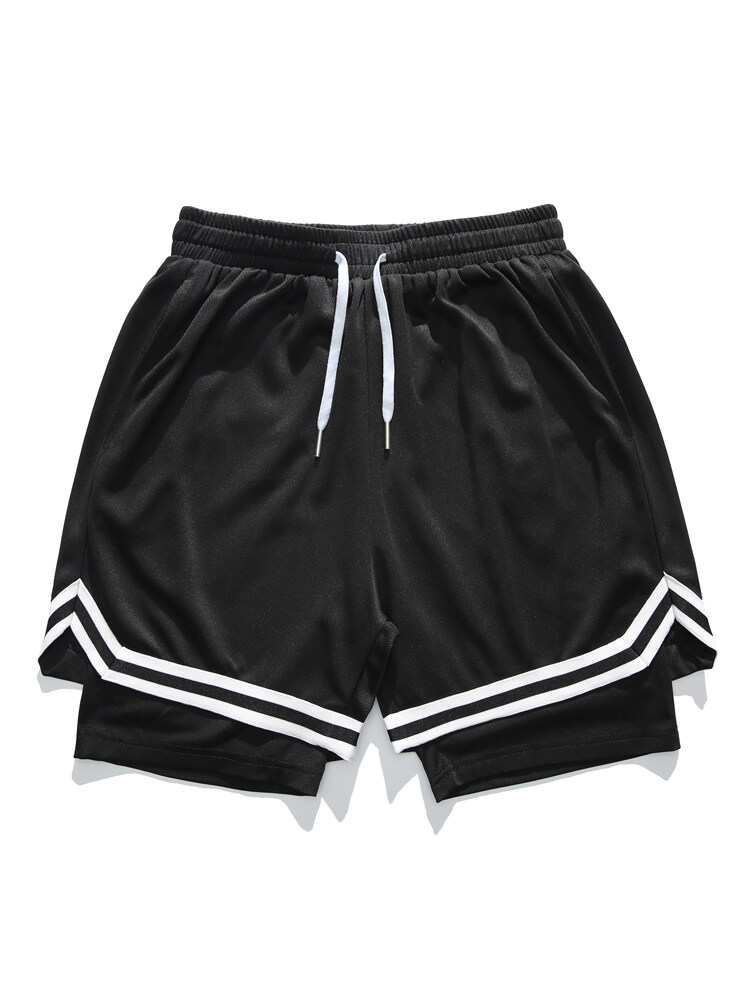 夏季户外运动速干双层假两件宽松大码休闲短裤2410-P33渐变P37,男装牛仔裤,电商B306