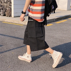 大货男休闲百搭短裤字母印花七分工装大口袋直筒宽松马裤D，男装休闲裤，星座1013-1