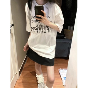 M376-P25 春夏情侣美式复古短袖 男女款纯棉T恤宽松百搭图片