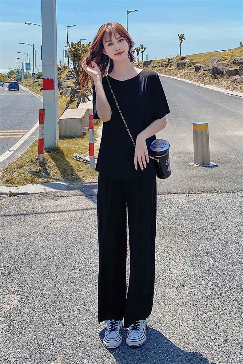 现货2021夏装新款短袖T恤长裤套装166-1016,女装T恤,茜茜公主