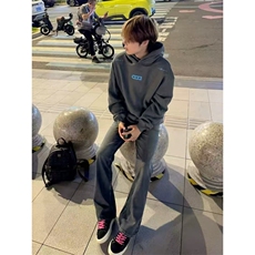 美式重磅华棉男秋冬季潮牌设计感刺绣卫衣高街痞帅情侣帽衫，男装卫衣，四季星座505
