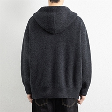225675-P75秋季时尚连帽毛衣外套男针织衫纯色连帽宽松打底衫，男装T恤，电商D310B