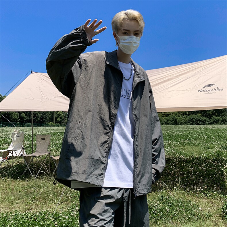 套装男韩版潮流防晒衣帅薄款2023夏季新款ins宽松五分裤W4883-P53,男装休闲套装,星座412-2