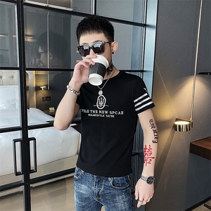 312A-7315-P35 新款社会小伙短袖T恤修身男士潮流半袖体恤B图片