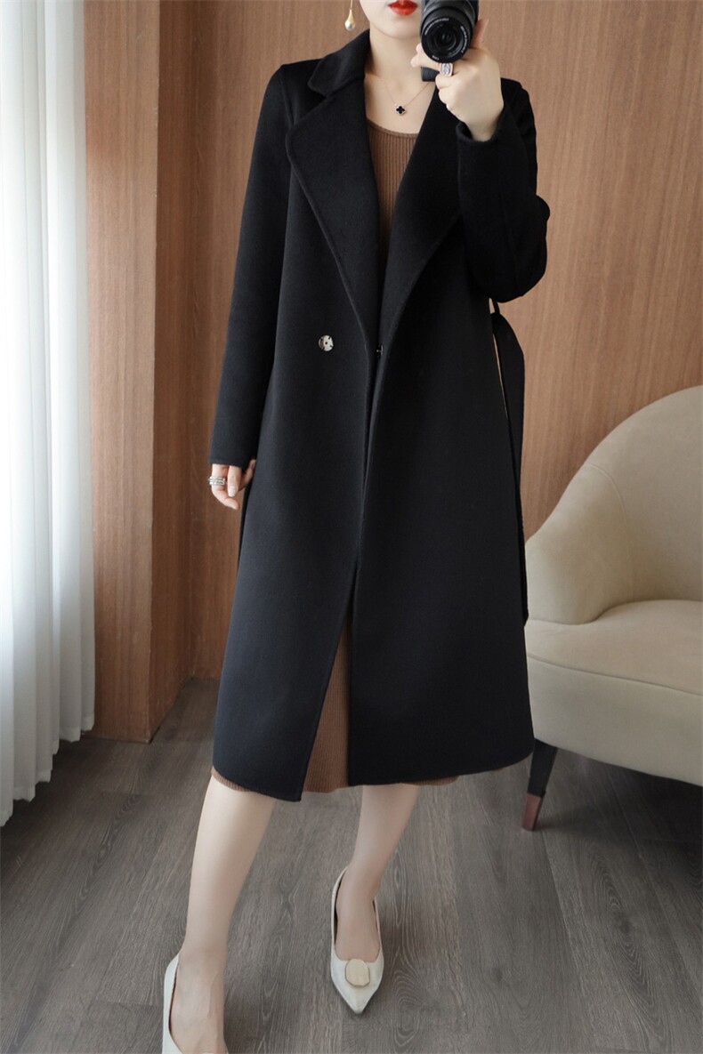 长款简约气质双面羊毛大衣女2024秋冬新款双面呢大衣,女装双面呢大衣,众策羊绒
