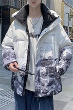 现货雪山款连帽时尚宽松轻薄白鸭绒扎染外套羽绒服R8833P100，男装羽绒服，星座301D-5(原星座1415）
