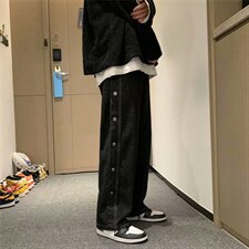 排扣牛仔裤男潮牌直筒宽松百搭ins港风阔腿休闲老爹长裤MK90-P40图片