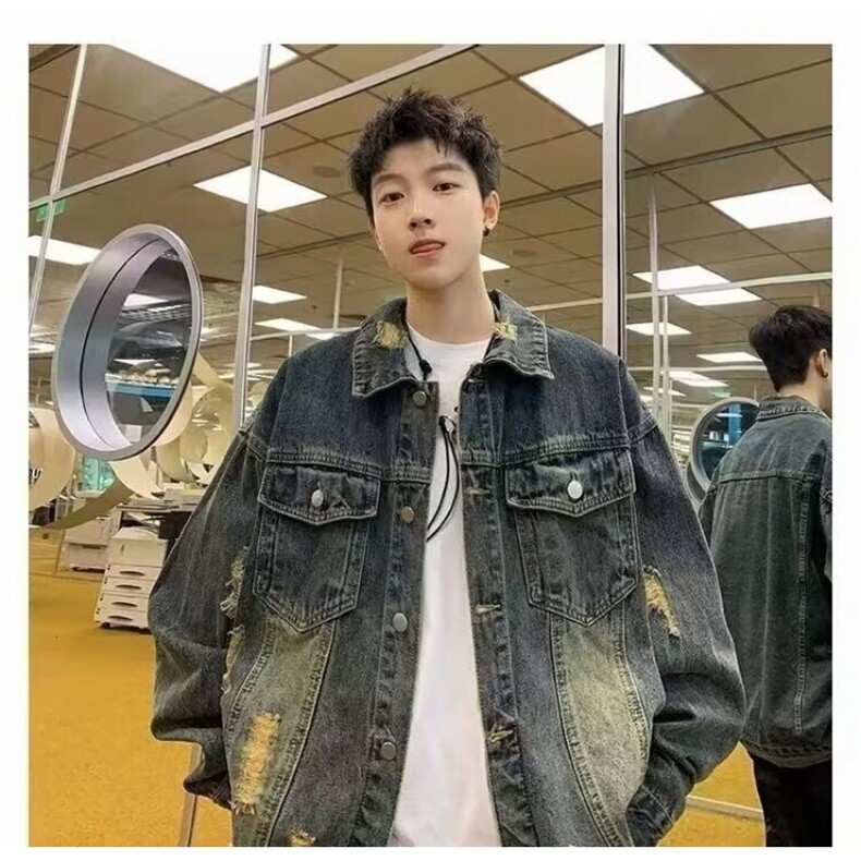 J9904-P62美式潮牌复古痞帅水洗休闲宽松牛仔外套,男装工装外套,星座617A-2