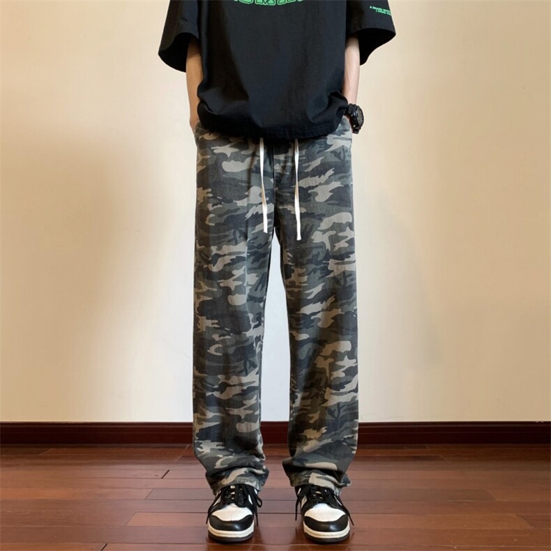 夏季直筒裤原宿迷彩休闲裤男女美式高街潮牌炸街长裤GK301-P55,男装休闲裤,电商D202-1