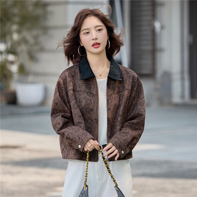 2025秋装新款时髦麂皮绒宽松外套,女装皮衣,依路服饰