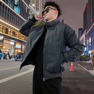 AY139/P128控168冬季社会小伙解构白底韩式修身保暖棉服男灰首图片