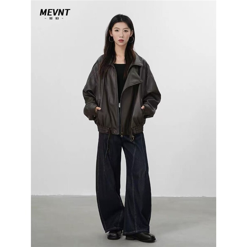加绒加厚冬男女皮棉衣夹克机车织带棉袄保暖宽松皮外套MY125P98,男装夹克,星座1013-1