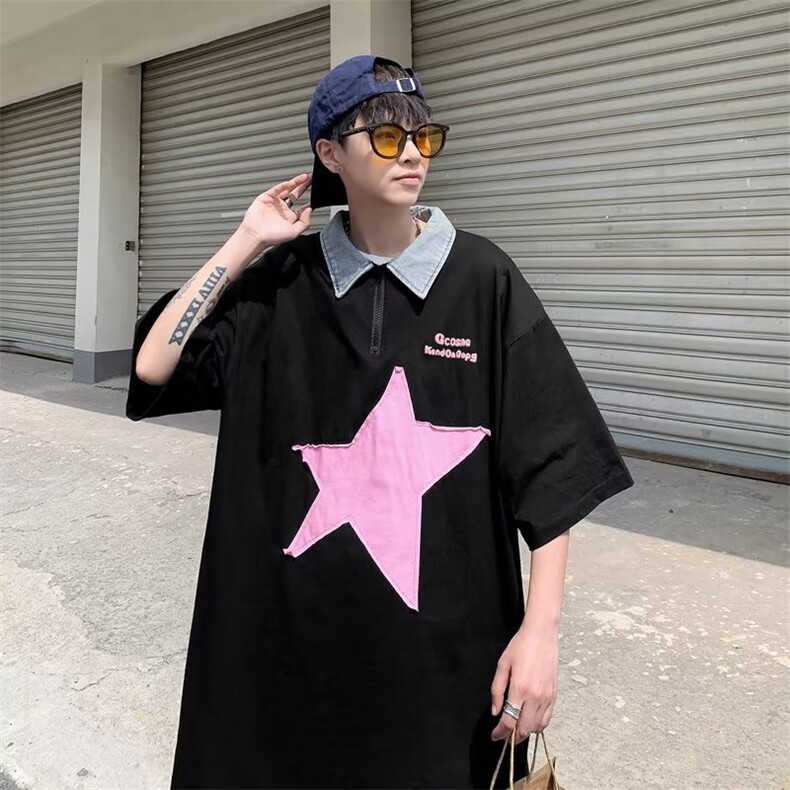 翻领短袖T恤男简约百搭休闲打底五分袖POLO衫T113P28,男装Polo衫,星座1116-2