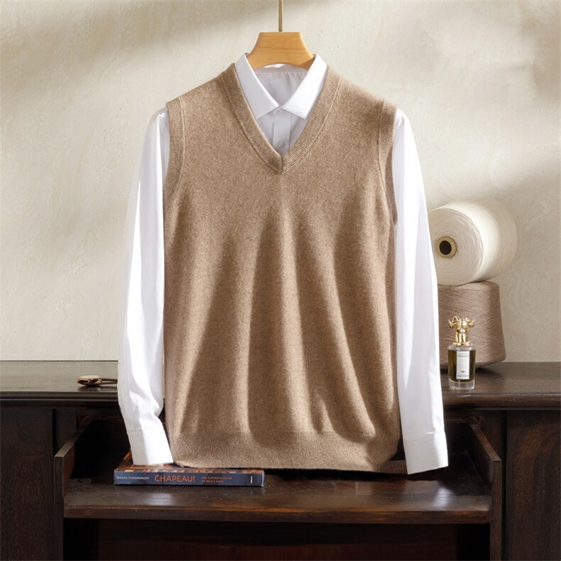 2024秋冬新款羊绒男士V领马甲背心男装，男装羊绒背心，雪贝坊一店