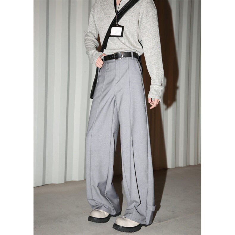 抖音品质春季新款高级感中缝宽松休闲西裤B315-K25677-特p45控88,男装休闲裤,电商B315