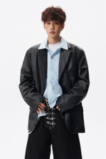 8XL-M特大码皮衣男中性风休闲西装皮衣外套加大码PY852P110控138，男装西服套装，电商D206-1
