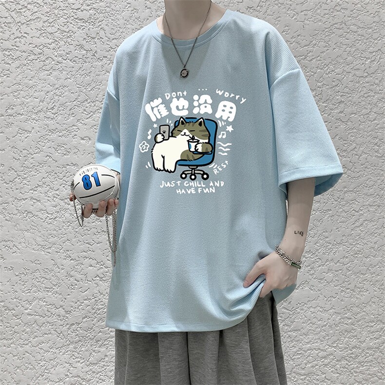 华夫格t恤男短袖男大码五分袖大皂风HT73403-P22,男装T恤,电商A040
