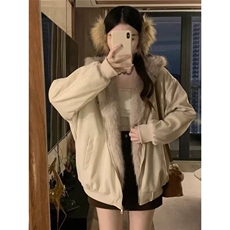 2025冬季美式飞行夹克牛角扣毛领连帽棉服男女宽松派克服外套，男装夹克，星座506A