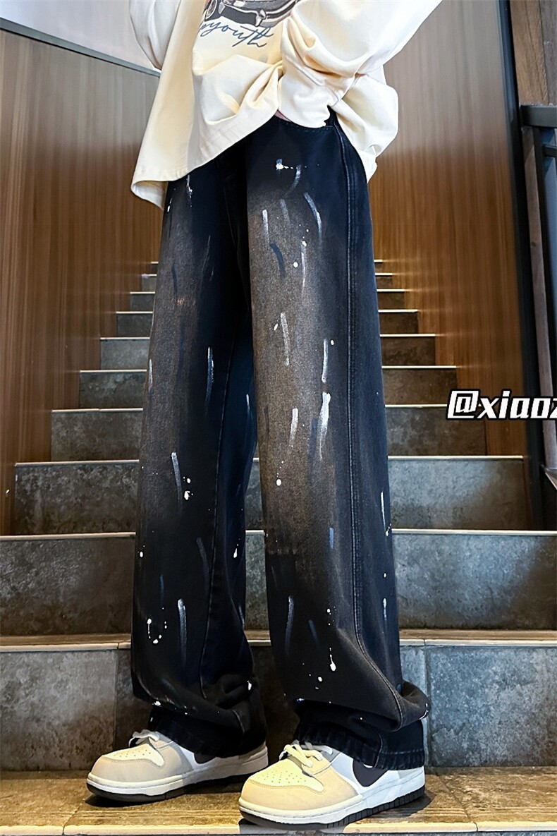 XZ616秋季新款重磅水洗涂鸦泼墨印花牛仔长裤TY1104P65控78,男装休闲裤,星座512A（原616）