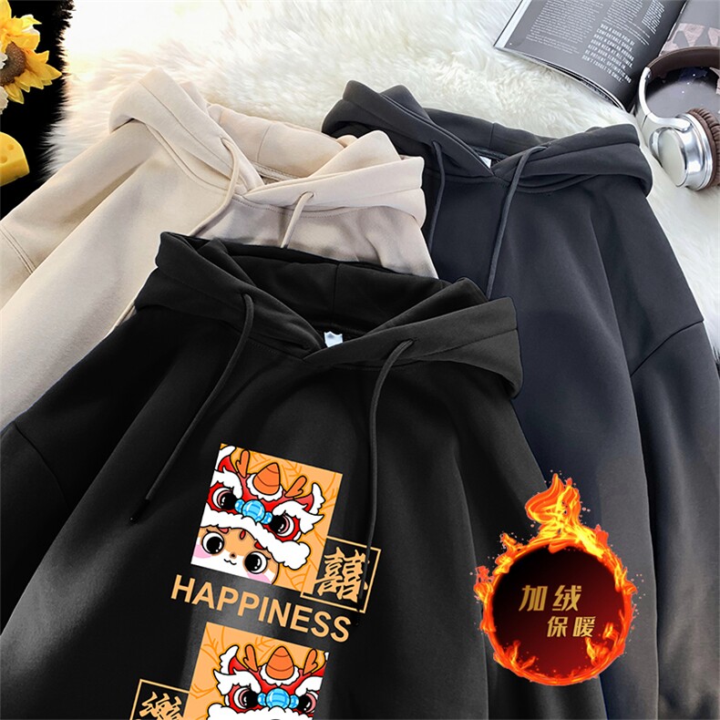 龙年卫衣冬季美式加绒加厚卫衣外套DL1729常规特P35加绒特40,男装卫衣,电商A486