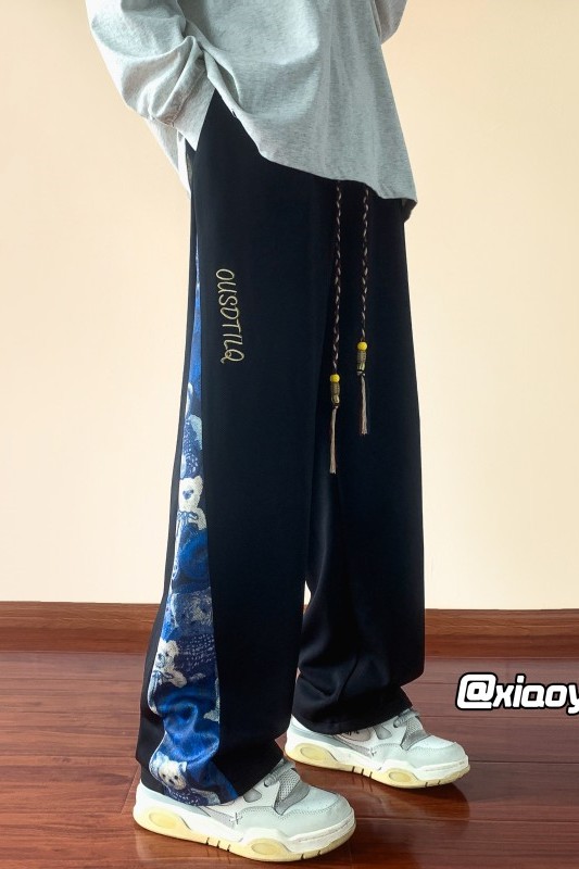 XZ616早秋季新款风刺绣拼接休闲裤TY914M-5XLP45控58,男装休闲裤,星座512A（原616）