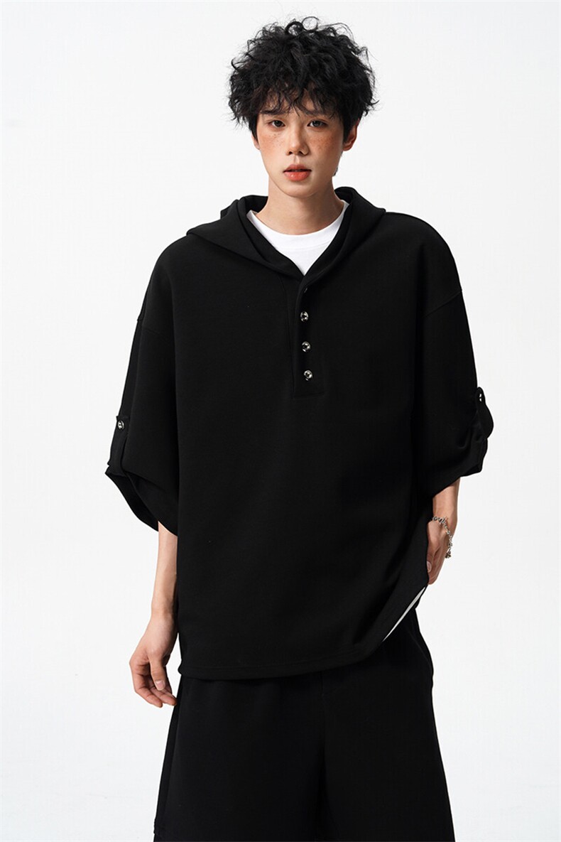 8XL-M高品质莫代尔空气层套装连帽短袖男上衣五分裤两件套TZ110,男装休闲套装,电商D206-1