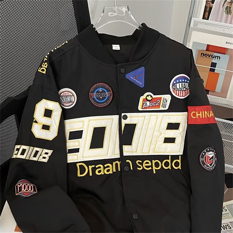 美式刺绣机车棒球服外套男女ins全机绣嘻哈宽松高街夹克衫J40,男装夹克,星座1116A-1（原606A）