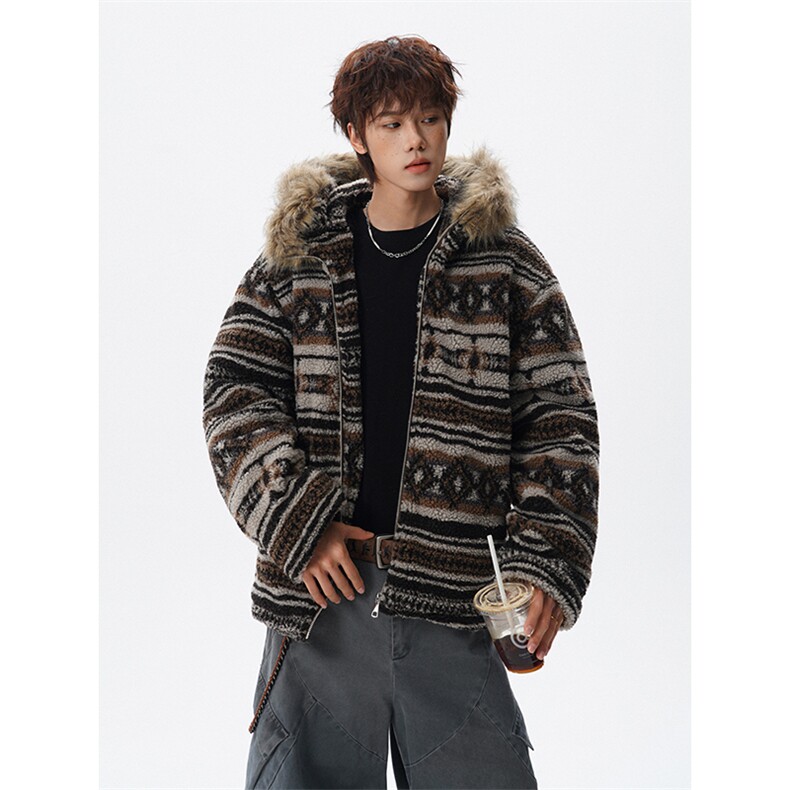 5XL-MMY1714-P168费尔岛棉衣男民族风座山雕羊羔毛提花550g，男装民族服装，电商D206-1