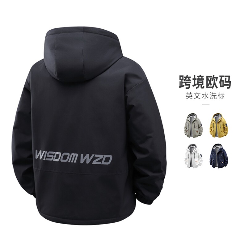 潮牌加绒加厚外套男秋冬款2025新款夹克外套冲锋衣KJ8691-P90图片