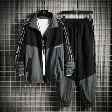运动套装男士夹克春秋季2021新款潮休闲衣服外套两件套DS869T，男装夹克，电商A102