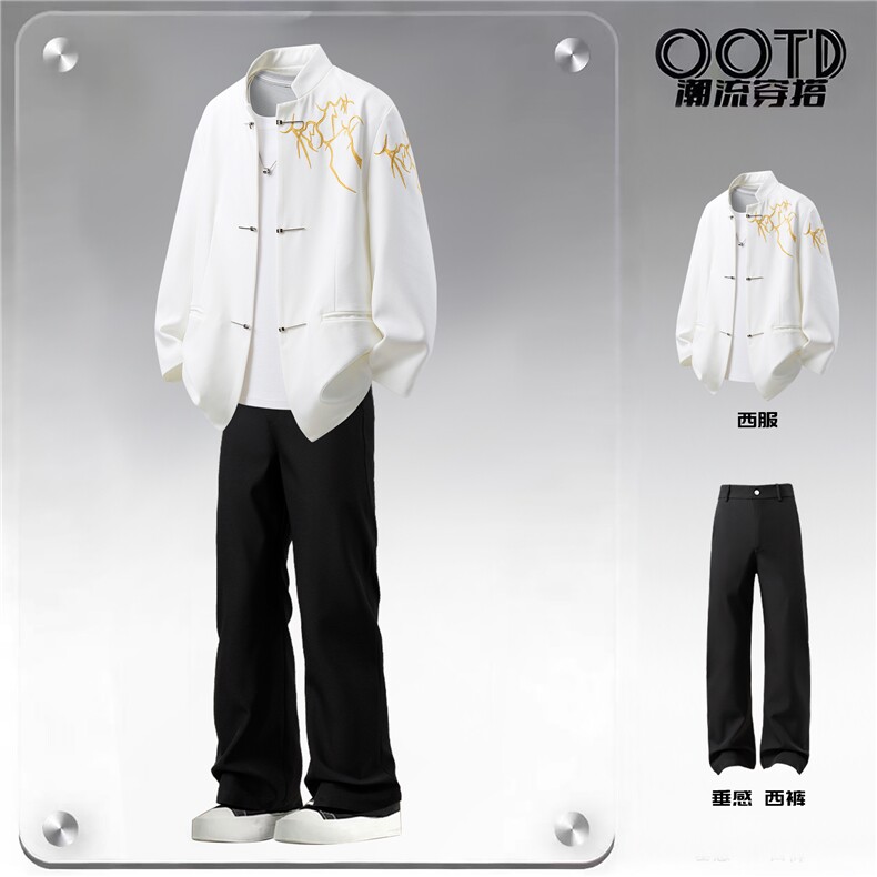 西服立体绣95%绦纶5%氨纶M-5XL大码XF78058P90控139西裤78151P45,男装西服,星座227-7