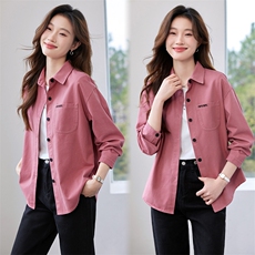 外穿纯棉衬衫女春秋款2025新款长袖百搭简洁素雅休闲高级轻奢衬衣，女装衬衫，涵誉