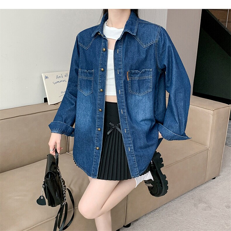 牛仔衬衫女2025年新款宽松设计感叠穿上衣休闲衬衣外套NZ032-60,男装衬衫,星座911-3