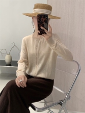 2025百搭简约长袖纽扣开衫，女装针织衫/毛衣，巧奈羊绒