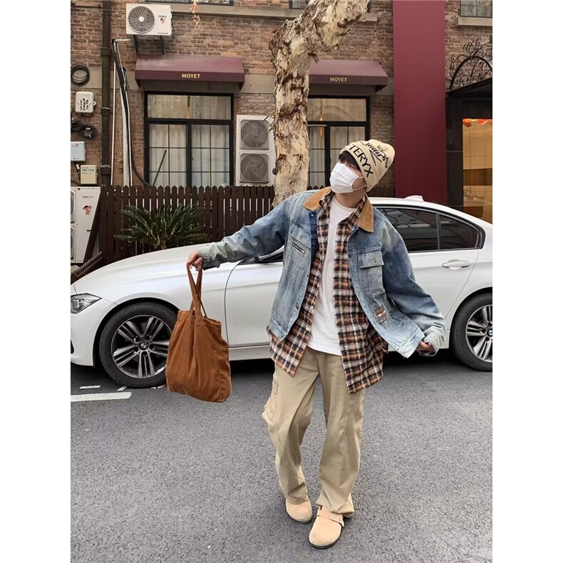 1506-1/Q26070/P80美式复古牛仔外套女2025新款立领机车服夹克,男装工装外套,星座1506