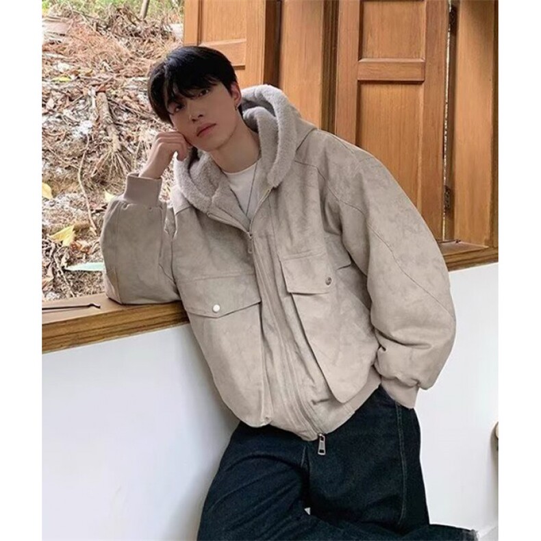 秋冬简约连帽拉链扎染棉服宽松保暖棉衣休闲面包服外套男M8184,男装棉衣,星座1116A（原606A-3）