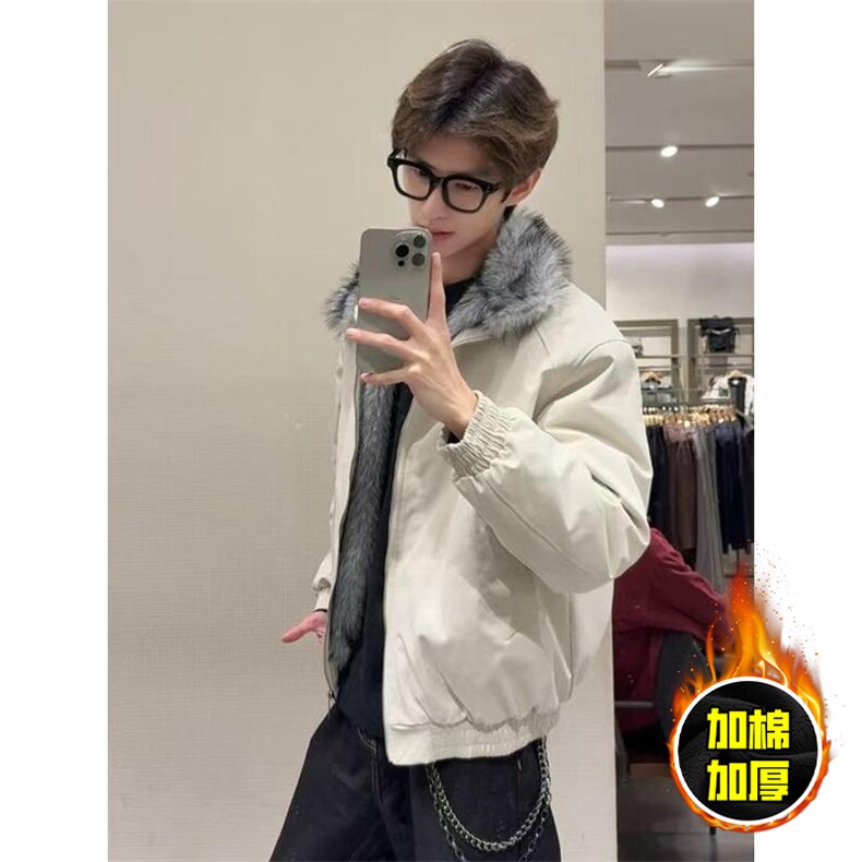 现货高品质美式高街重磅狼王座山雕毛毛领棉衣男女加厚棉服冬外套，男装棉衣，电商A486