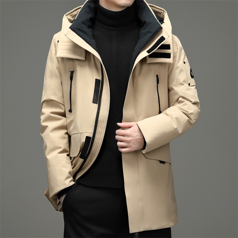 90%鹅绒男士连帽可卸中长款休闲羽绒服冬季新款外套ZG2903-P410，男装羽绒服，电商B212（原钱塘6029）