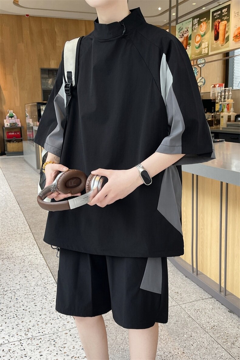 夏季薄款美式潮牌短袖短裤套装帅气搭配一套6129特P65控98,男装休闲套装,电商A309