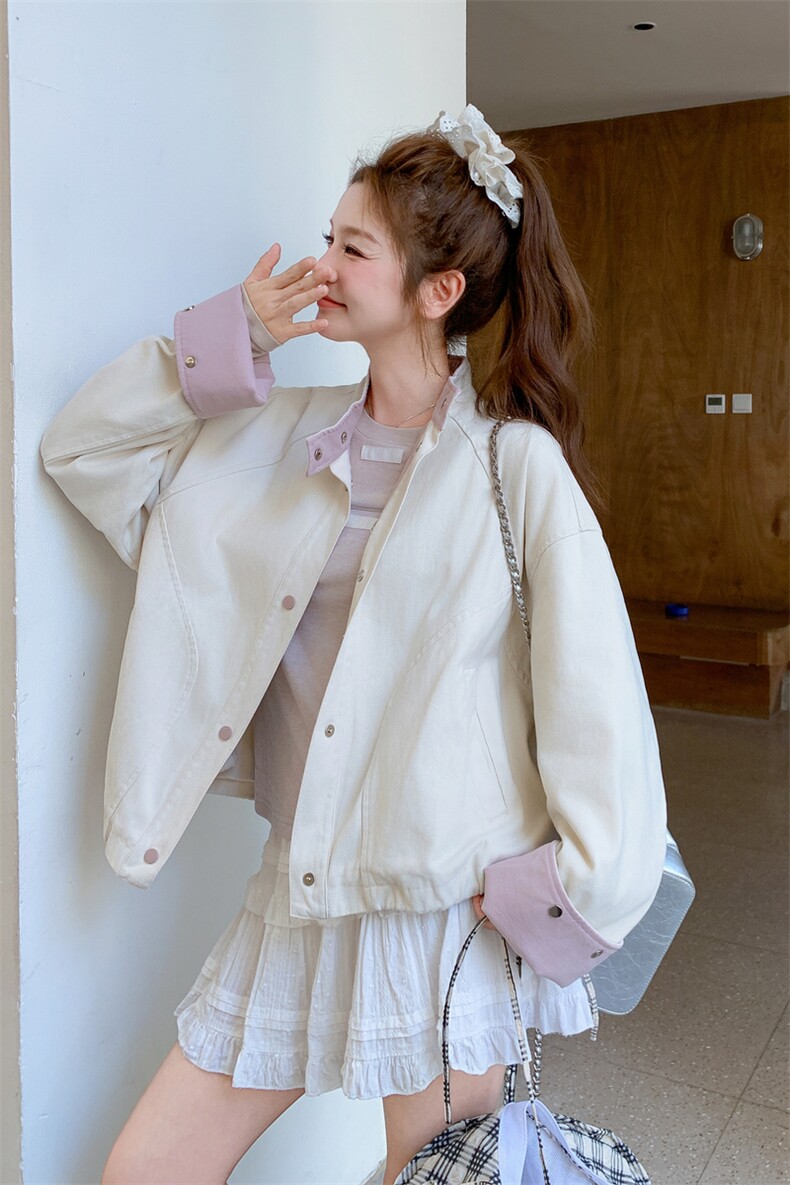 新款拼接工装外套2D014-9081-P145-K218,女装短外套,2D014