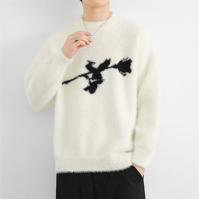 秋冬男士潮牌圆领毛线衫青少年宽松保暖针织外套MY24905P70，女装短外套，星座914