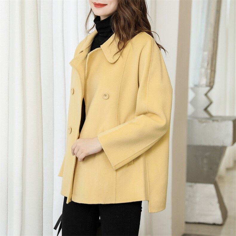 时尚气质宽松舒适双面羊毛呢大衣女款,女装毛呢外套,阿舍尔精品