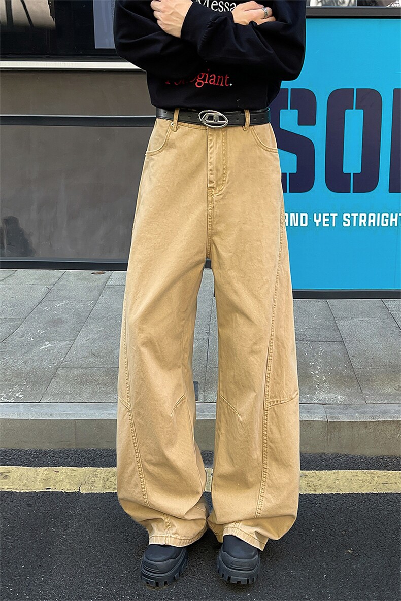 8XL-M工装裤男秋季日系男直筒宽松阔腿休闲弯刀裤子男K9177P65,男装工装外套,电商D206-1
