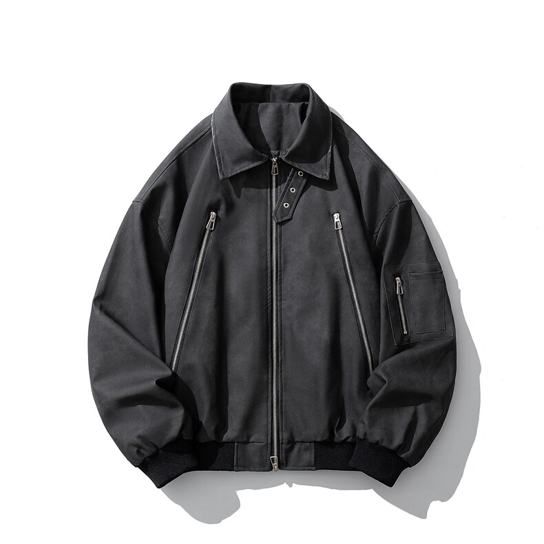 1白底扎染做旧面料双拉链大口袋情侣皮衣女夹克男JK77867P90控148,男装夹克,星座226-2