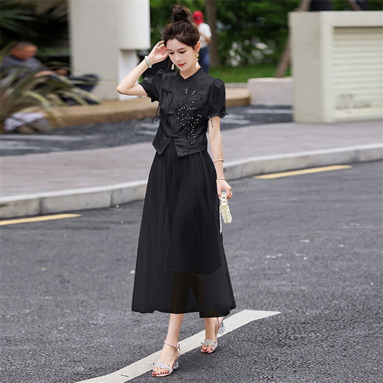 2024年夏季新中式两件套刺绣重工套装套裙，女装套装/套裙，尚洛菲