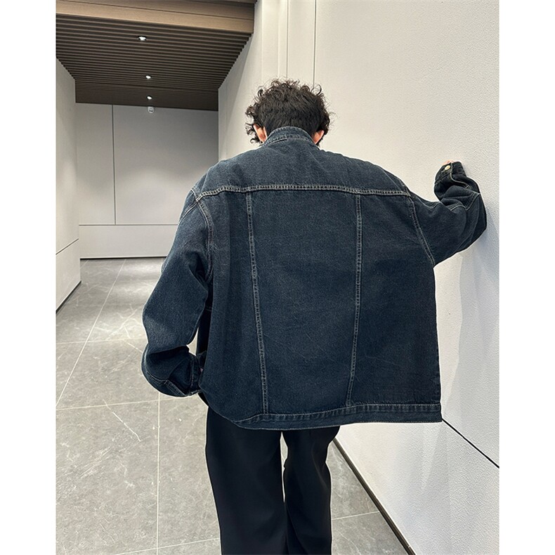 2025秋美式复古水洗做旧立领重磅牛仔外套休闲夹克A025-Y105-P70,男装工装外套,电商A025