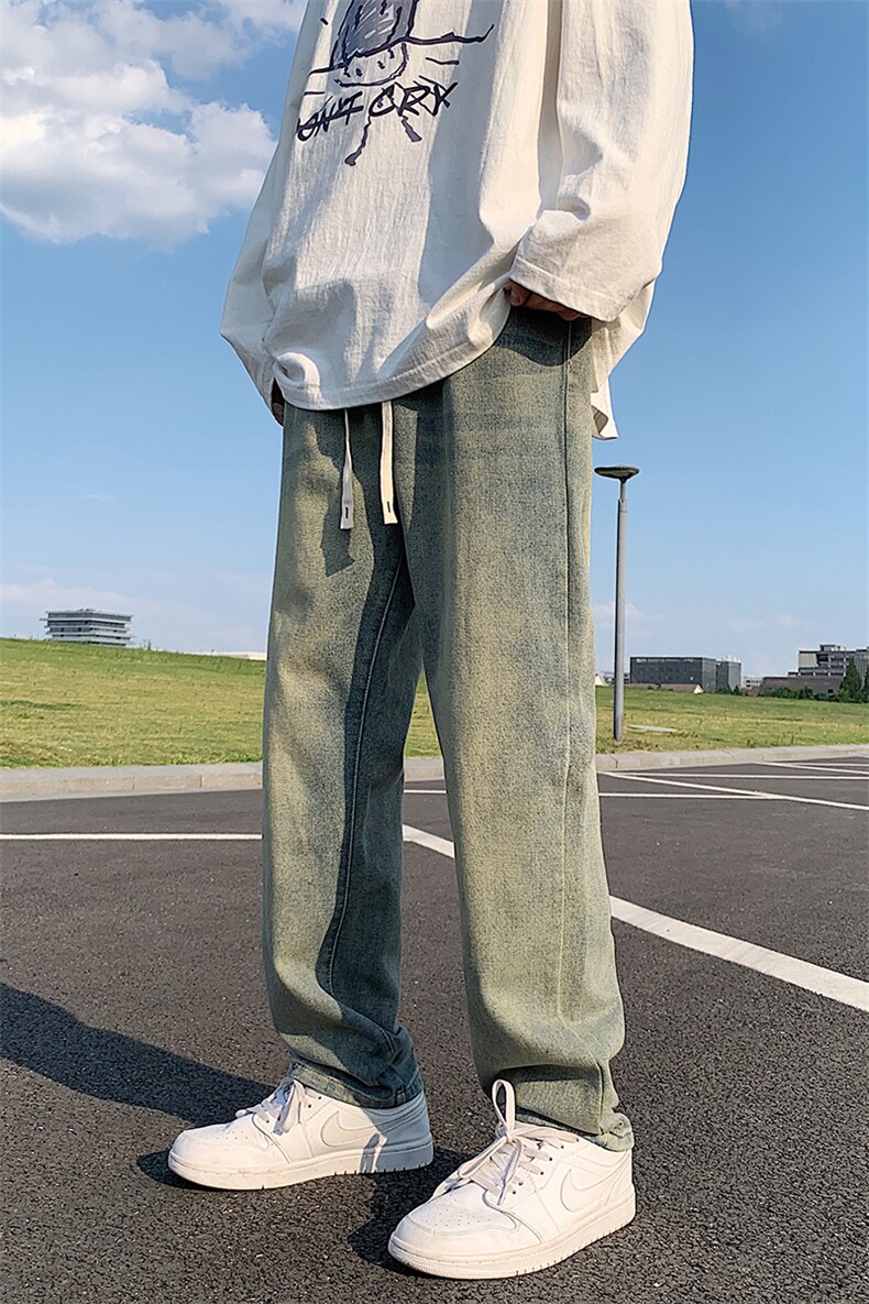 2024秋季新品直筒牛仔裤宽松复古系带阔腿裤227-2*N01*P50控68,男装牛仔裤,星座227-2