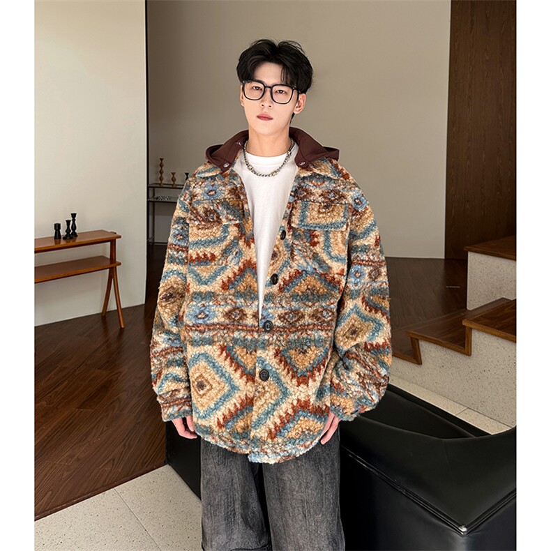 可拆卸帽子波西米亚风时尚百搭保暖外套A071-5015-P108,男装棉衣,电商A071